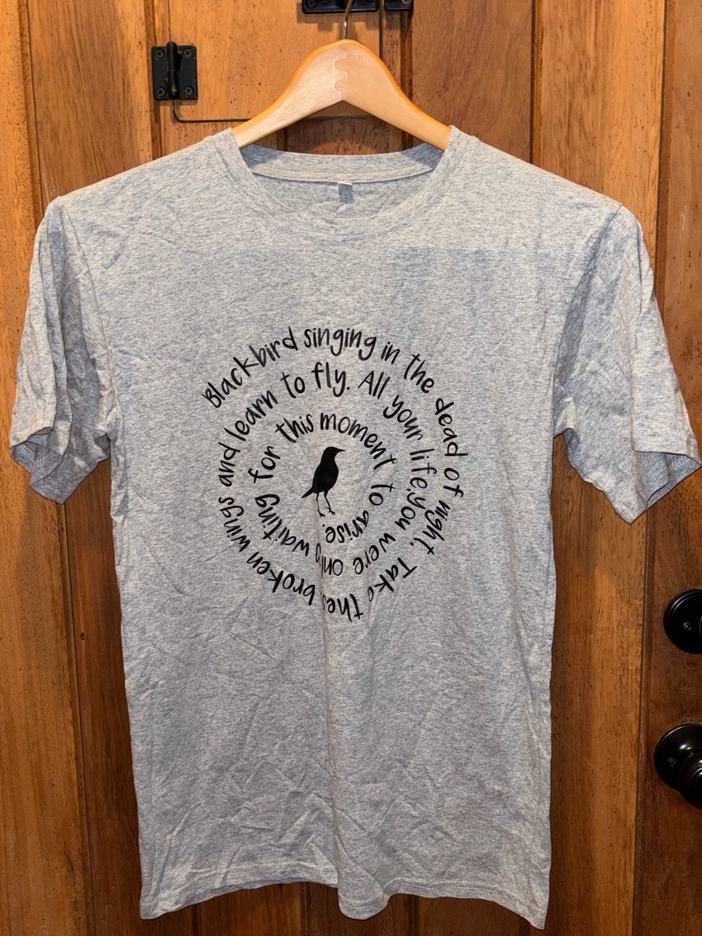 Blackbirds Singing in the Dead of the Night Heather Gray Graphic Tee